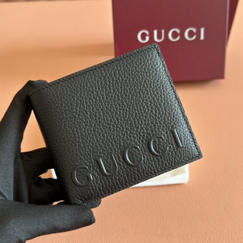 GUCCI 双折钱包选用粒面牛皮革制作 型号:835119黑色全皮