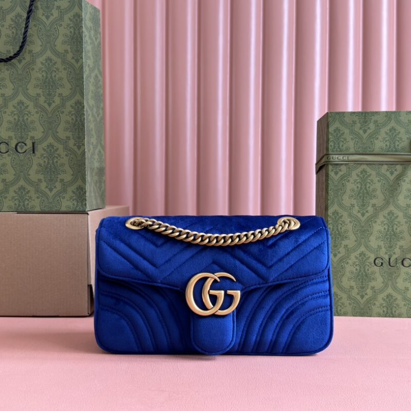 GUCCI GG Marmont系列 型号：443497宝蓝绒