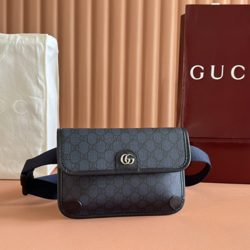 GUCCI Ophidia系列GG小号腰包 型号：752597 蓝色/pvc