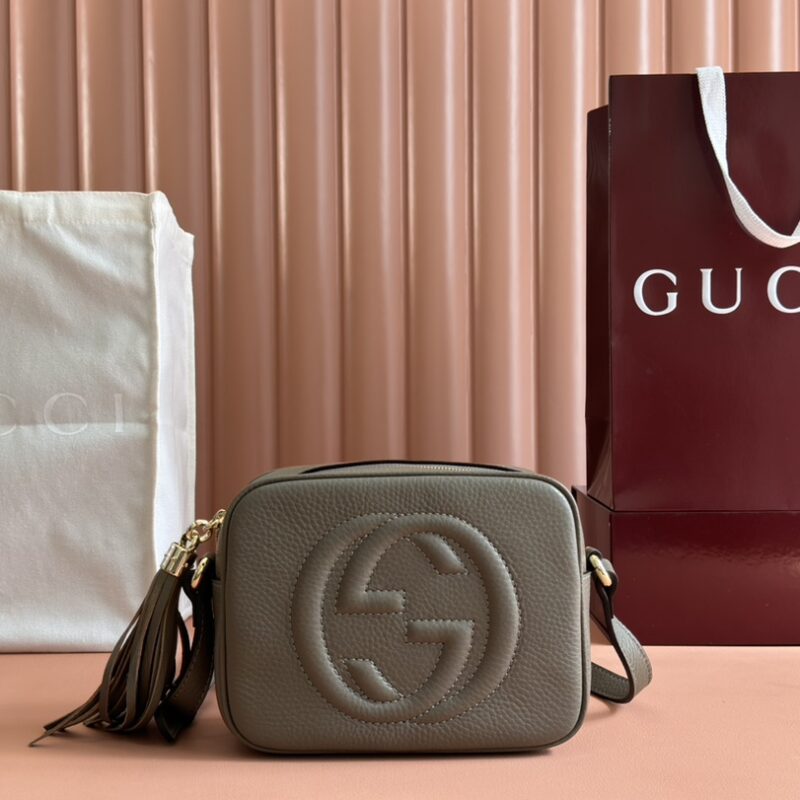 GUCCI GG经典双G标志相机包 款号308364灰色