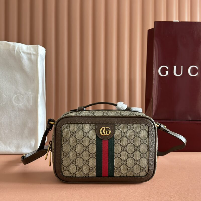 GUCCI Ophidia系列小号肩背包 型号：739392 棕色/pvc