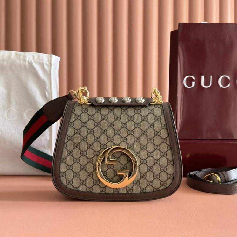 GUCCI Blondie系列中号手提包 型号:721172棕色/pvc