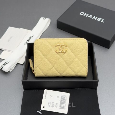CHANEL 小拉链包系列 编号:AP 5078 杏色细球纹金色五金