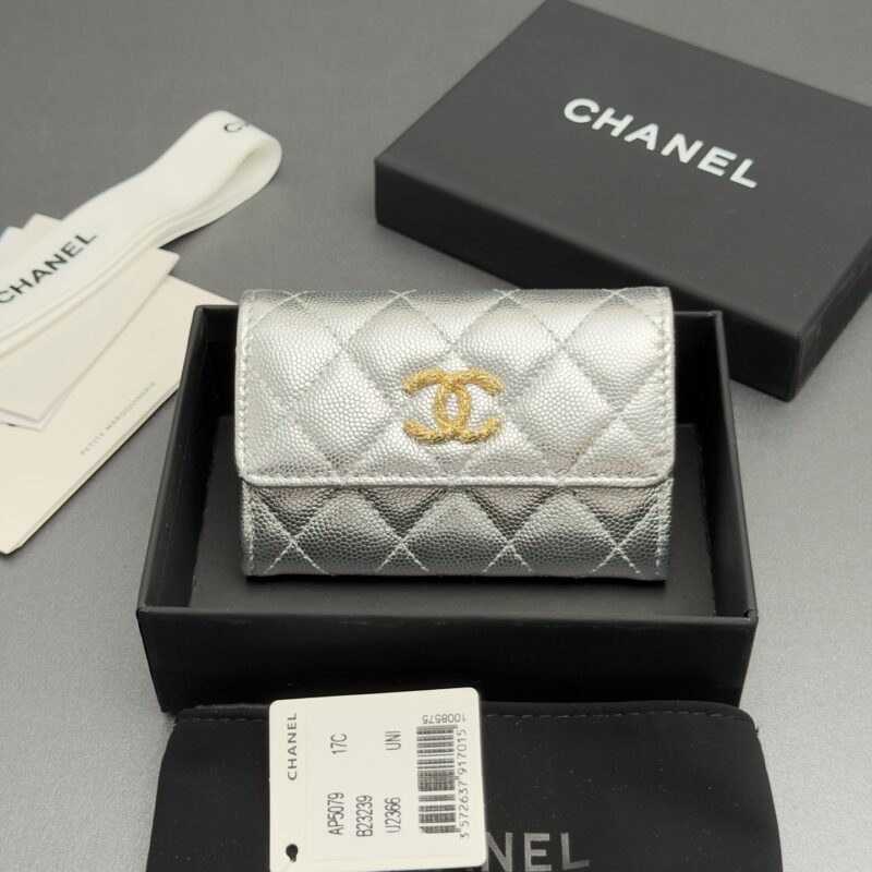 CHANEL 卡包系列 编号:AP 5079 编号:AP 5079银色细球纹金色五金