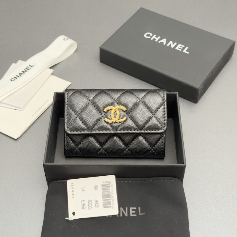 CHANEL 卡包系列 编号:AP 5079 编号:AP 5079黑色细球纹金色五金