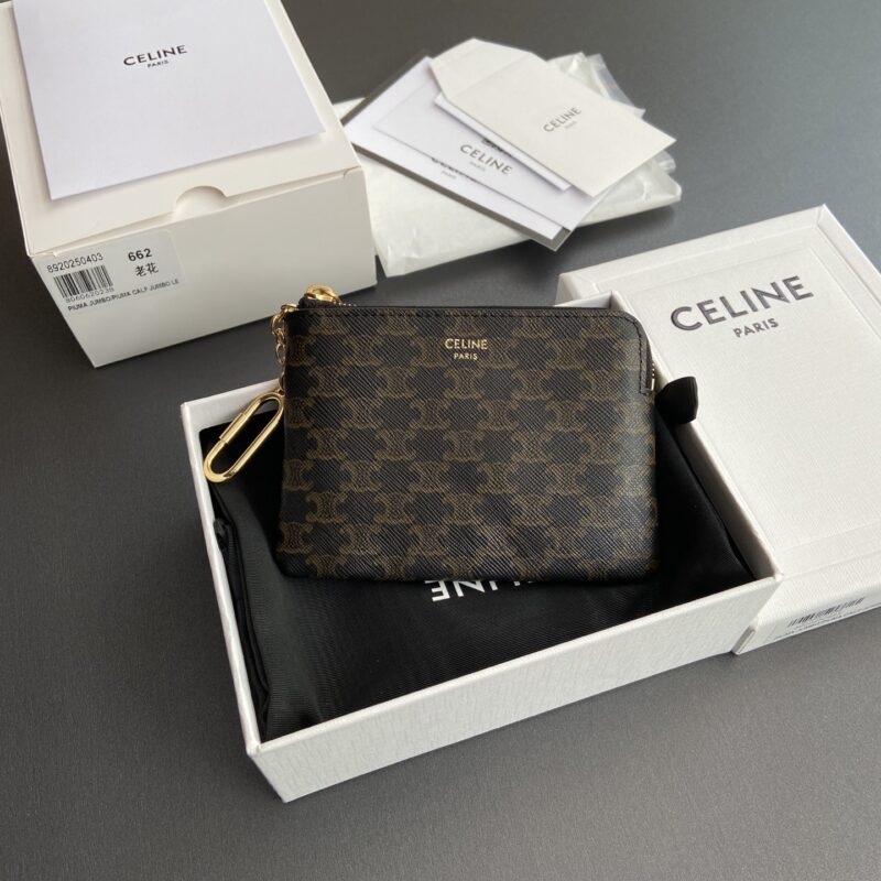CELINE TRIOMPHE光滑牛皮革零錢卡片包 编号:10C 662 BTA.38NO663 66201 老花