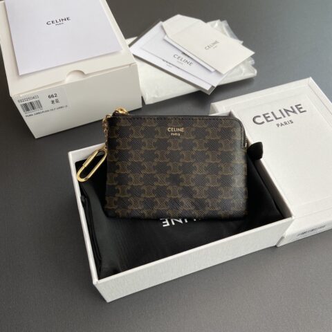 CELINE TRIOMPHE光滑牛皮革零錢卡片包编号:10C 662 BTA.38NO663 66201 老花