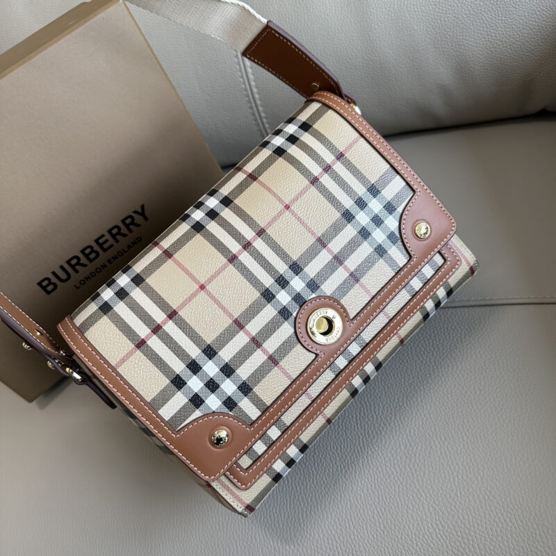 Burberry B家Note经典格纹斜跨包 型号9061