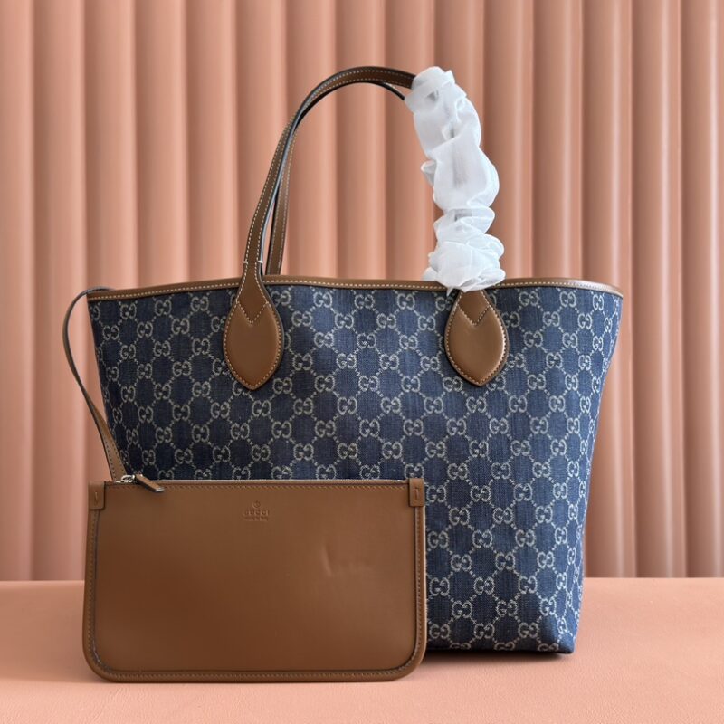 GUCCI  Totissima系列 型号：820481 蓝色牛仔面料/原厂皮