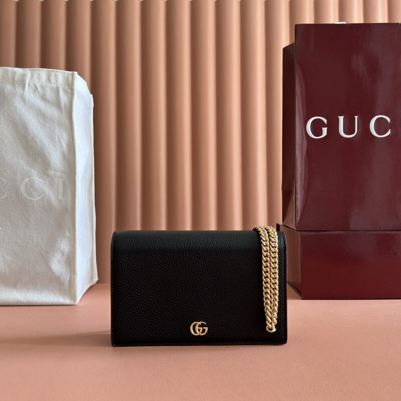 GUCCI GG Marmont系列链条包 型号:497985 安可配黑