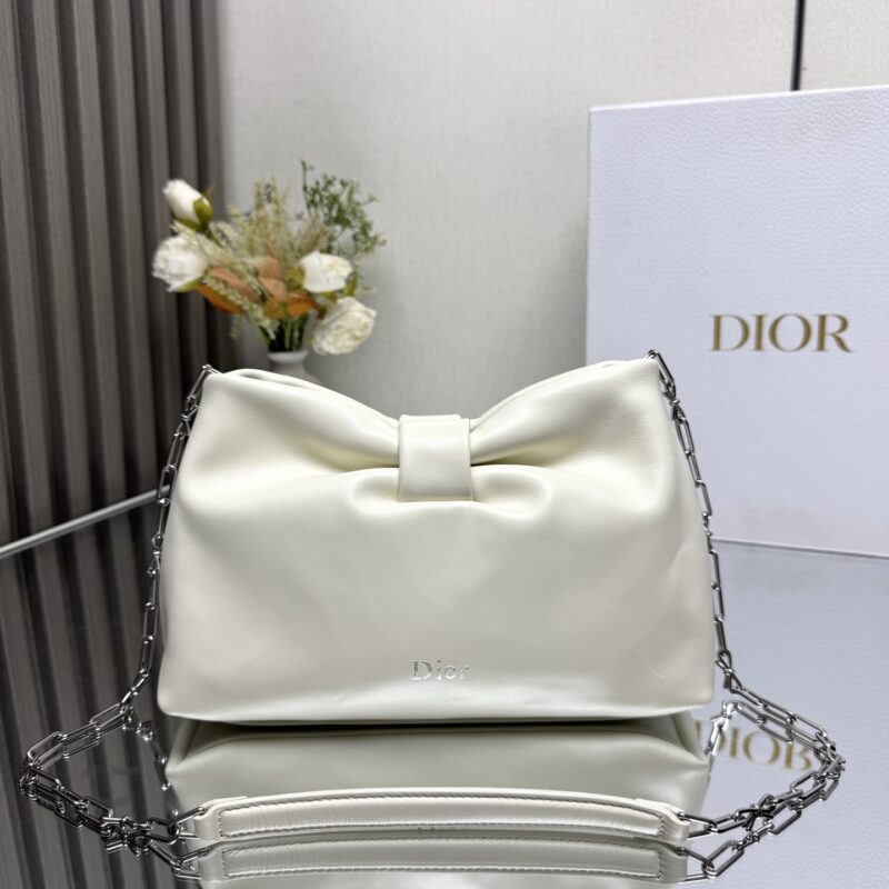 DIOR LAMBSKIN 2026春夏 新款手袋 型号：0722 2831「白色 银链」