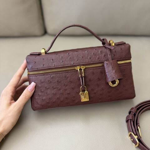 Loro Piana Extra Bag L23手袋 高定稀有皮系列 型号:FAQ2180深Kummel/金扣