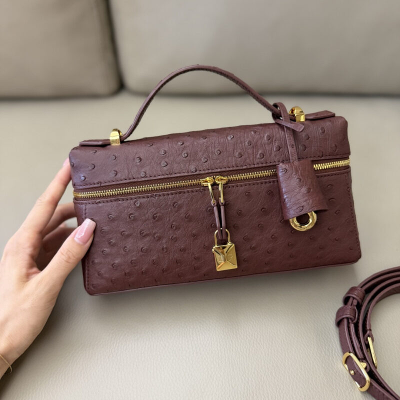 Loro Piana Extra Bag L23手袋 高定稀有皮系列 型号:FAQ2180深Kummel/金扣