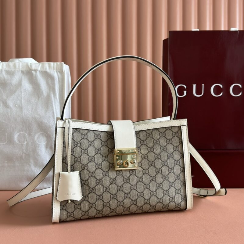 GUCCI Padlock系列  型号：838991啡白PVC