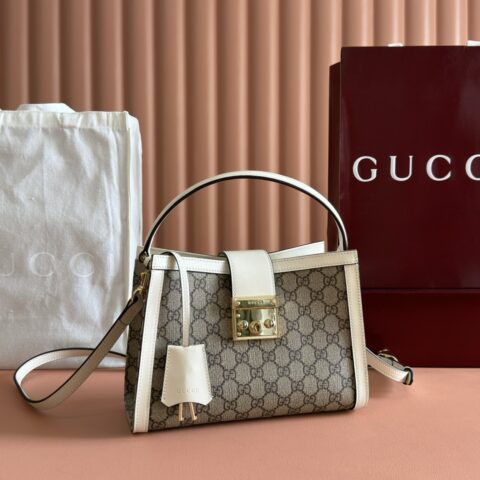 GUCCI Padlock系列 型号:838992 啡白pvc