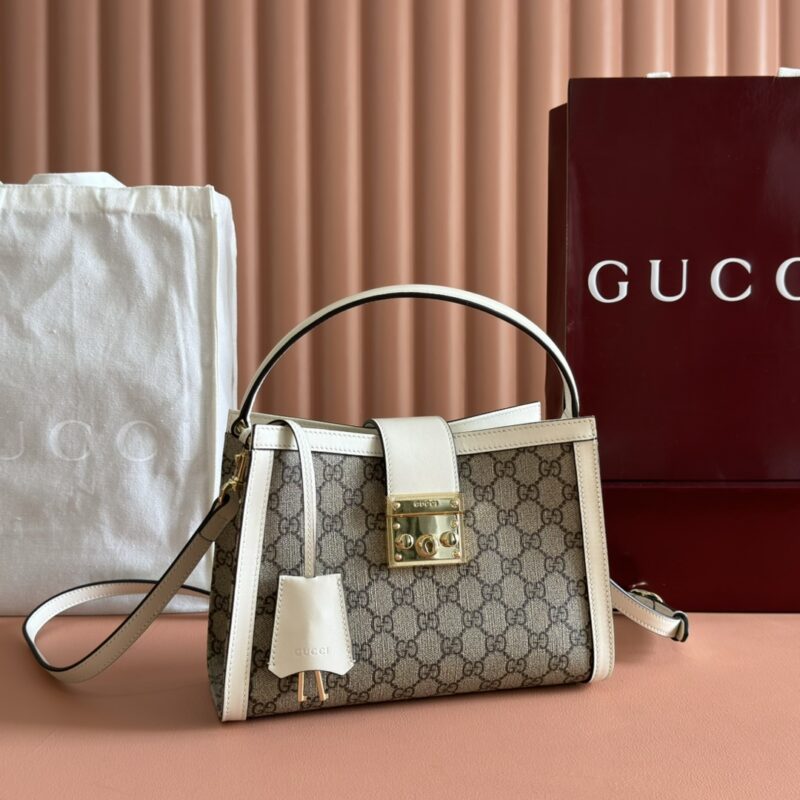GUCCI Padlock系列 型号:838992 啡白pvc