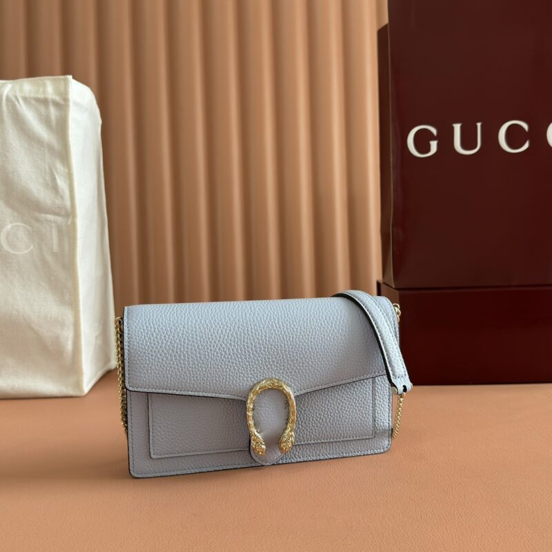 GUCCI Dionysus系列链带钱包 型号：837373蓝色全皮