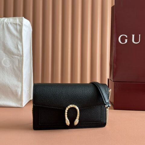 GUCCI Dionysus系列链带钱包 型号:837373 黑色全皮