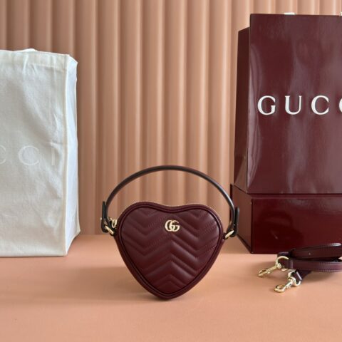 GUCCI GG Marmont系列迷你手袋 型号:837753红色全皮