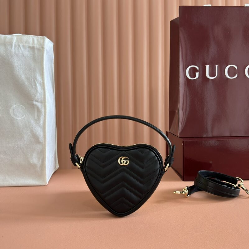 GUCCI GG Marmont系列迷你手袋 型号:837753黑色全皮
