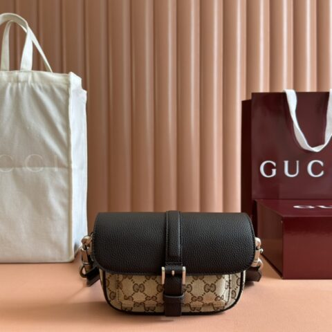 GUCCI GG超迷你手袋 型号：795213 啡布啡皮/原厂皮