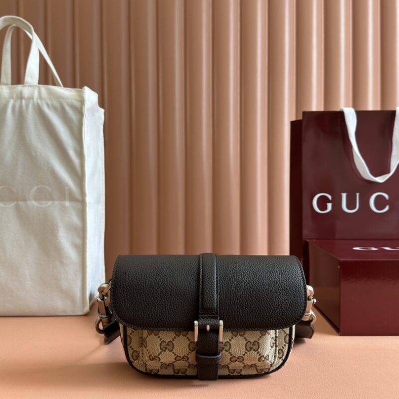 GUCCI GG超迷你手袋 型号：795213 啡布啡皮/原厂皮