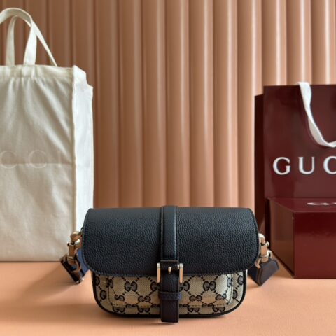 GUCCI GG超迷你手袋 型号:795213 蓝布蓝皮/原厂皮