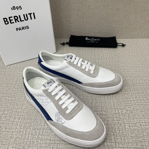 BERLUTI Playtime Scritto图纹皮革运动鞋