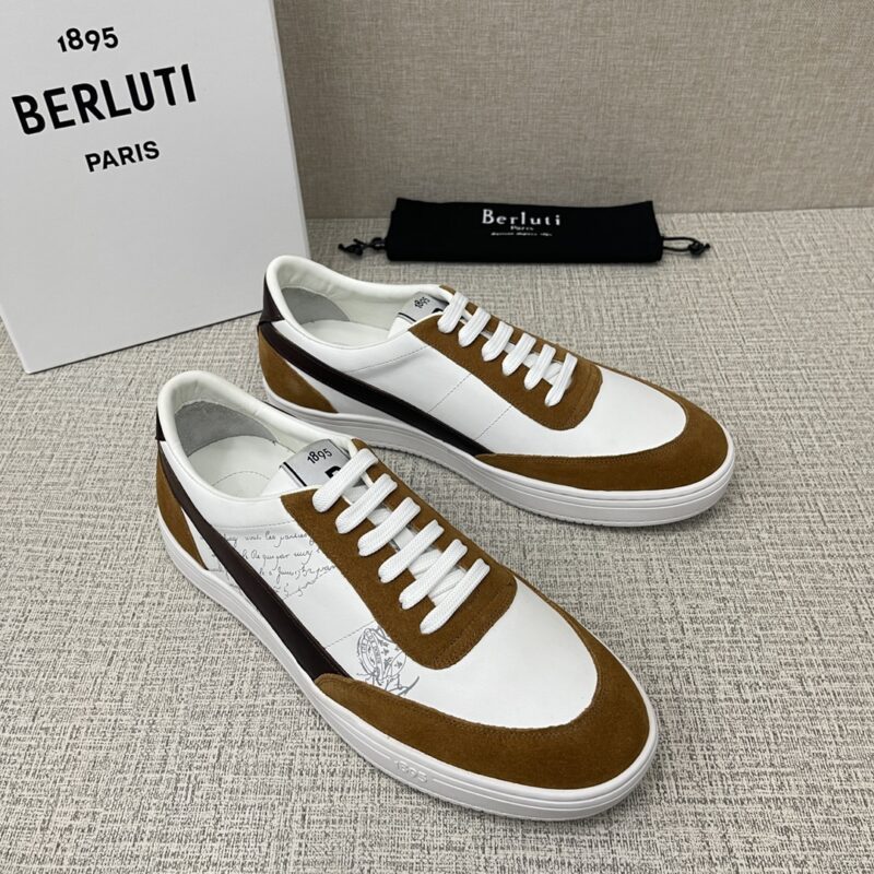 BERLUTI Playtime Scritto图纹皮革运动鞋