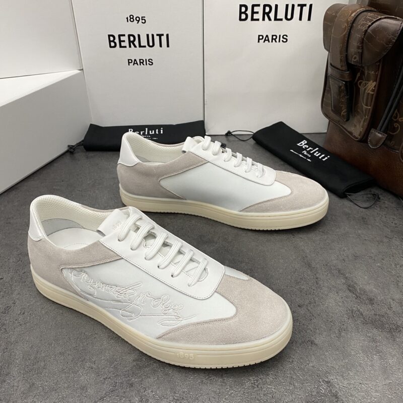 BERLUTI Playtime经典帆布与皮革运动鞋板鞋