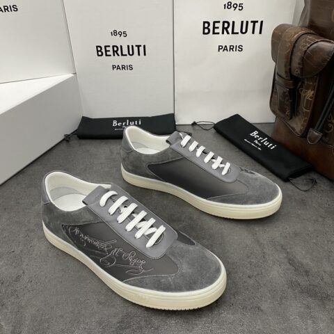 BERLUTI Playtime经典帆布与皮革运动鞋板鞋