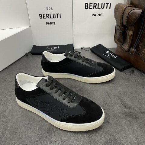BERLUTI Playtime经典帆布与皮革运动鞋板鞋
