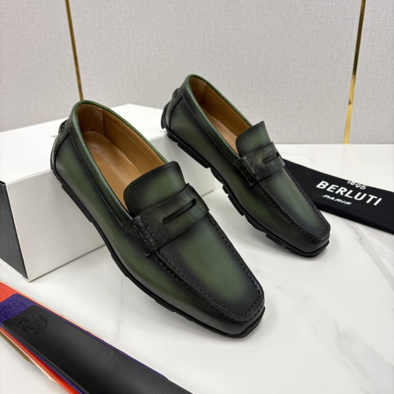 BERLUTI Saturnin Scritto图纹皮革驾车鞋