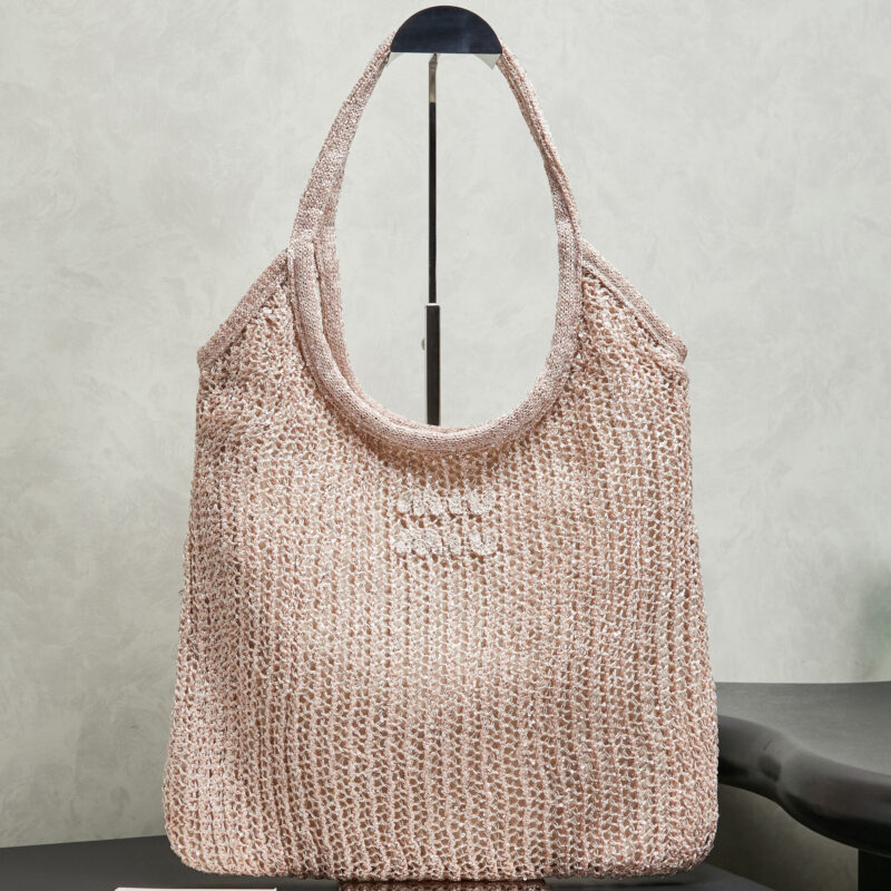 MIUMIU 新品亮片网纱IVY 手袋 5BG231 粉色