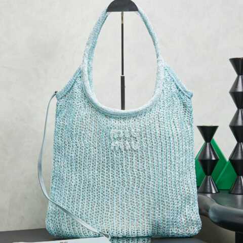 MIUMIU 新品亮片网纱IVY 手袋 5BG231 蓝色