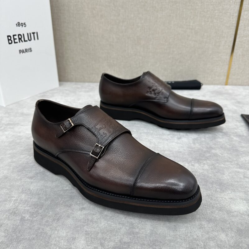 BERLUTI Alessio 改色双扣僧侣鞋厚底牛津鞋 男士皮鞋双排孟克鞋