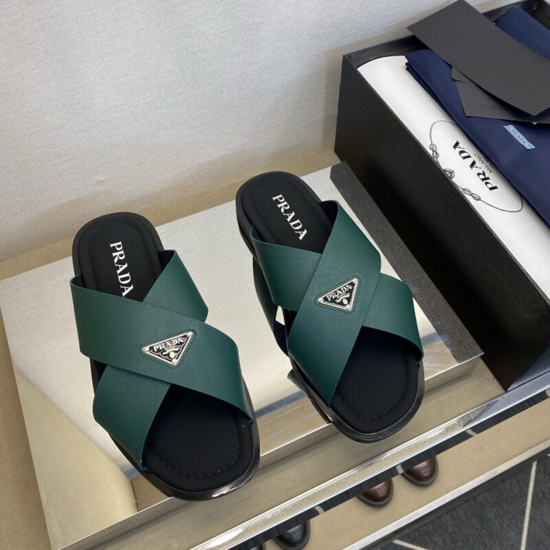 PRADA 男士真皮拖鞋