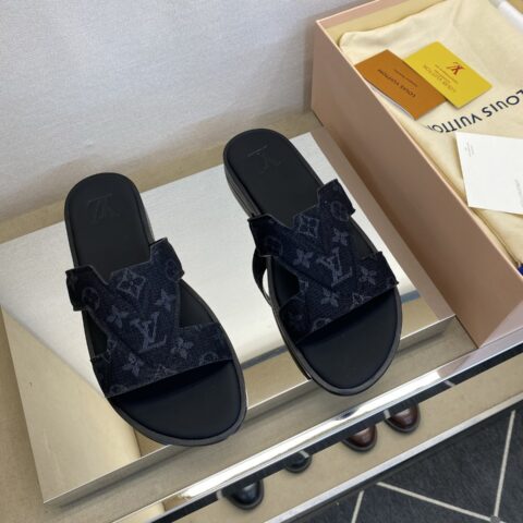 LV 男士皮底拖鞋