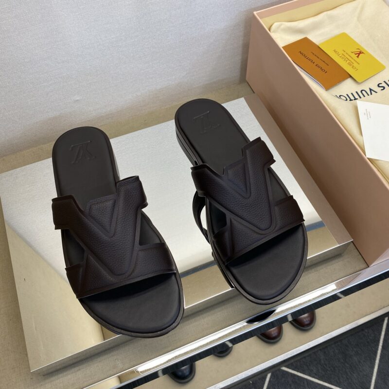 LV 男士皮底拖鞋