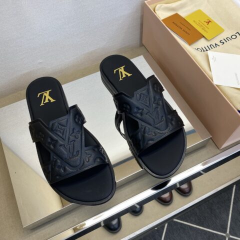 LV 男士皮底拖鞋