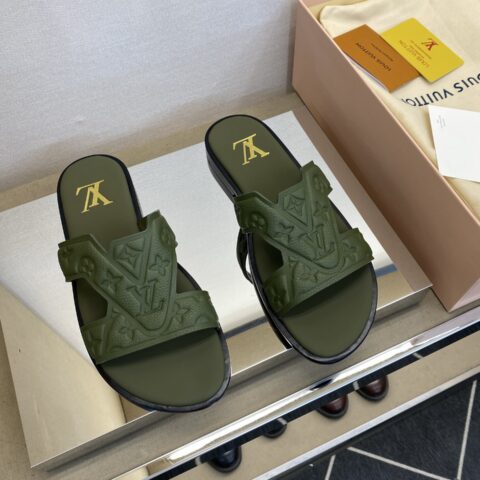 LV 男士皮底拖鞋
