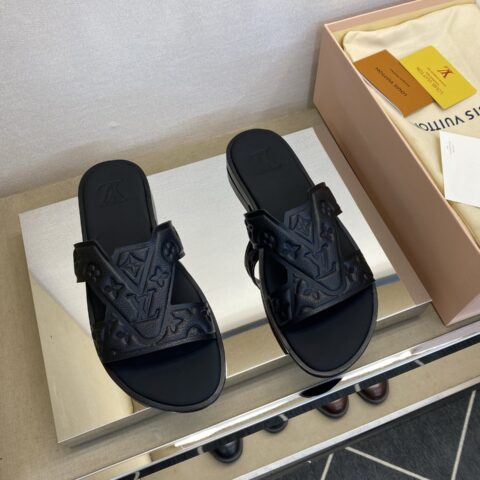 LV 男士皮底拖鞋