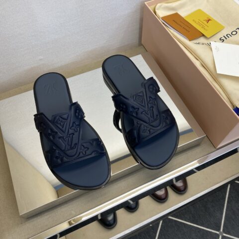 LV 男士皮底拖鞋
