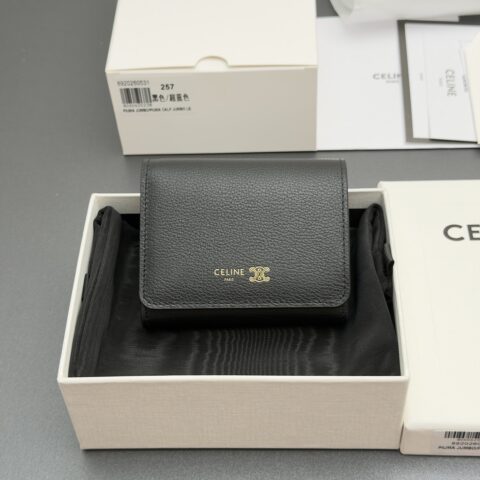 CELINE TRIOMPHE印花短款钱包 编号:L100HO 254 .GFS3 257 257  黑色/超蓝色