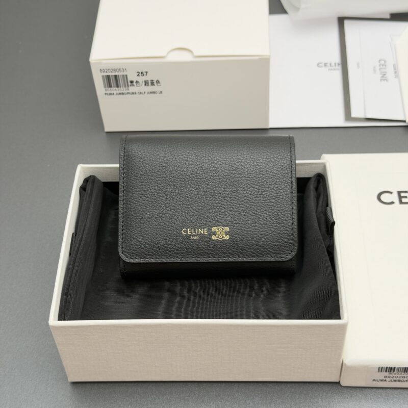 CELINE TRIOMPHE印花短款钱包 编号:L100HO 254 .GFS3 257 257  黑色/超蓝色
