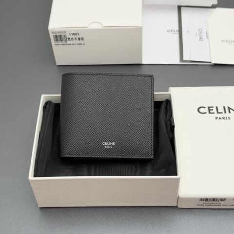 CELINE 男士双折钱包/手掌纹 编号:10B653BRN.38SI11663 11663 黑色手掌纹