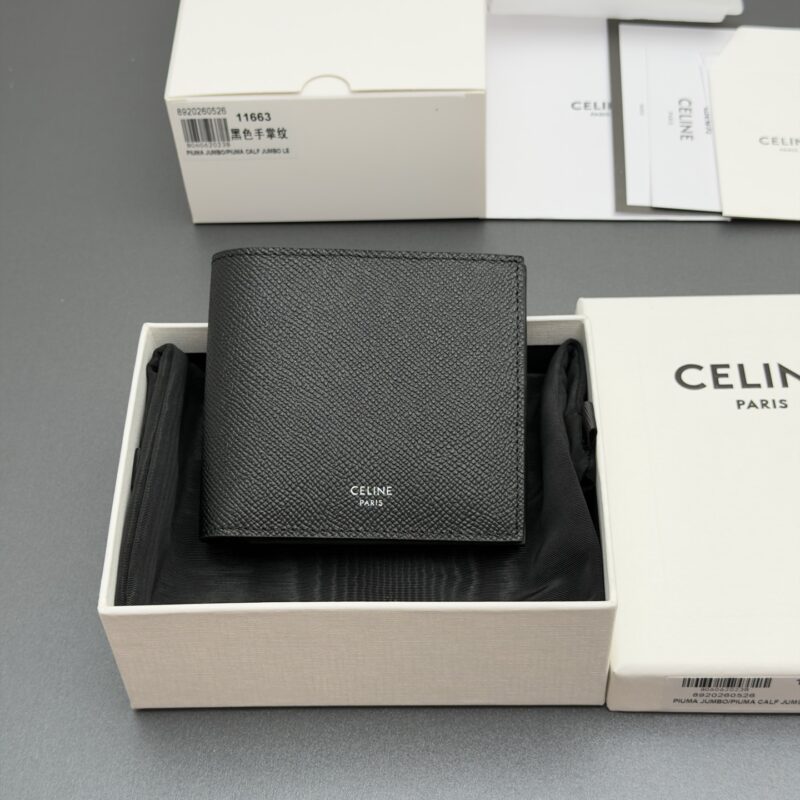 CELINE 男士双折钱包/手掌纹 编号:10B653BRN.38SI11663 11663 黑色手掌纹