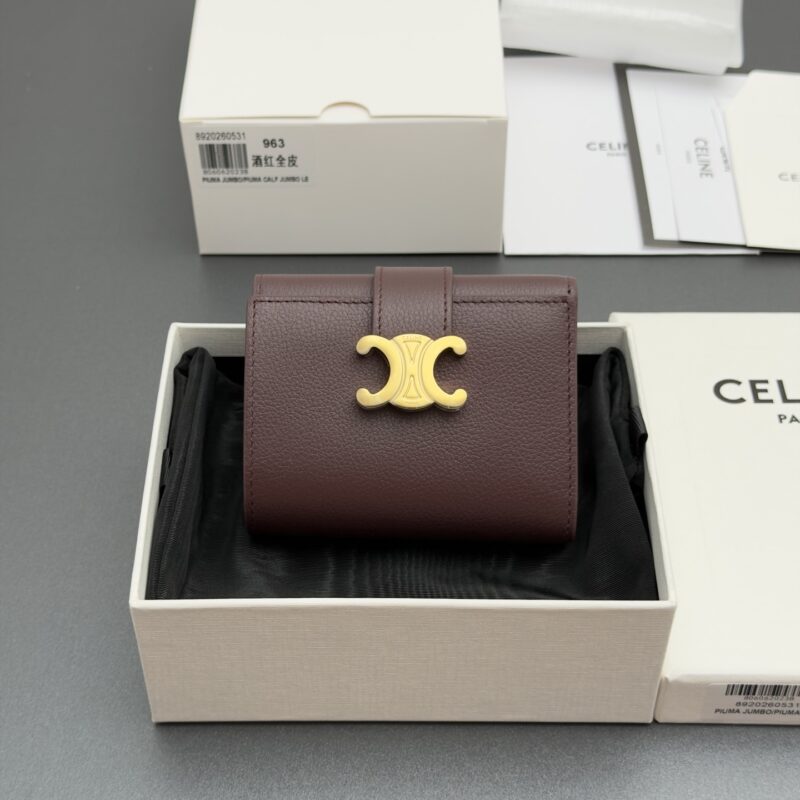 CELINE VICTOIRE柔軟牛皮革钱包 编号:10M963GHH.38NO962 963 酒红色全皮
