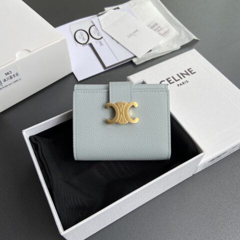 CELINE VICTOIRE柔軟牛皮革钱包 编号:10M963GHH.38NO962 963 冰川藍全皮
