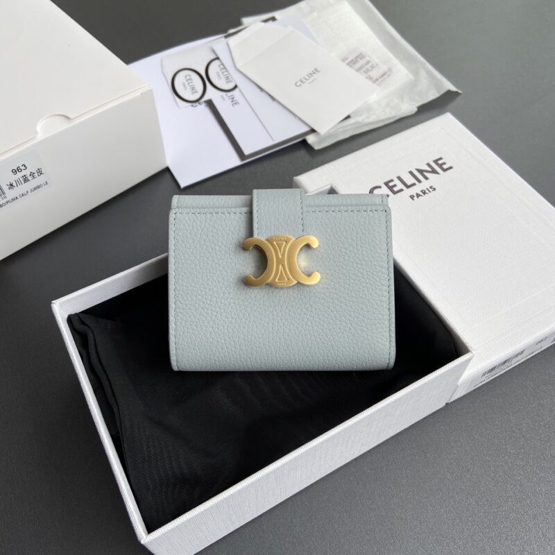 CELINE VICTOIRE柔軟牛皮革钱包 编号:10M963GHH.38NO962 963 冰川藍全皮